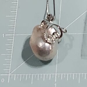 NWT JTV Freshwater Pearl Pendant Set In Scroll Design Sterling Silver